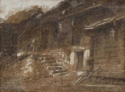 Backyard with Staircase by Franz Defregger